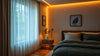 A well-decorated bedroom showcasing a comfortable bed and a bright window that enhances the room's ambiance.