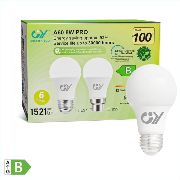 E27 LED-Birne 8W – 100W Ersatz, 1521 Lumen – GY STORE