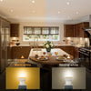 GU10 LED bulb color temperature comparison showing 2700K warm white and 4000K neutral white kitchen lighting