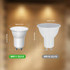 MR11 GU10 and MR16 GU10 LED bulbs shown with diameter and height measurements